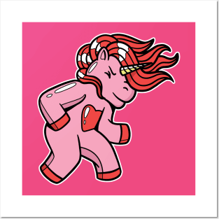 Headbanging Unicorn Rocking Out Pink Posters and Art